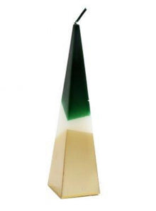  20cm Green & Gold Pyramid Candle