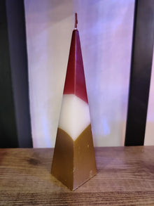  20cm Red & Gold Pyramid Candle