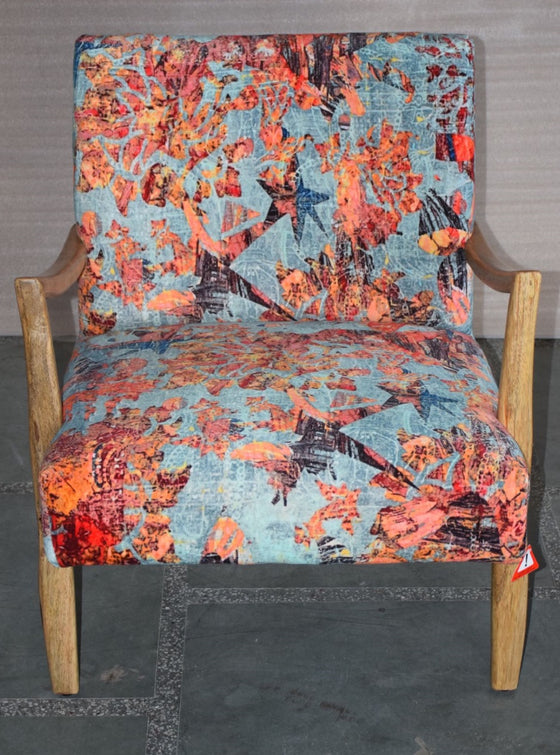 Cotton Velvet Mary Wooden Armchair