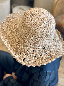  Crochet Style Foldable Hat with Flower with Bag