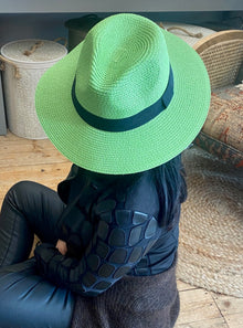  Grass Green Folding Panama Hat with Bag