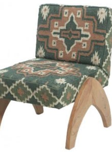  Hand Woven Green Kilim Occasional Chair