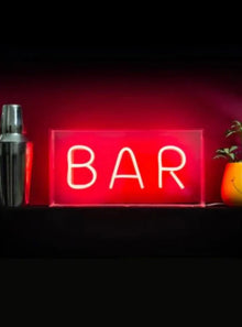  LED Red Neon Acrylic Light Box- Bar