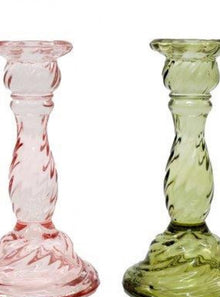  Twisted Glass Candlestick Pink or Green