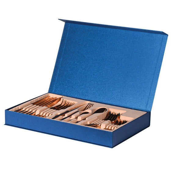 24 PC Copper Cutlery Set In Blue Box