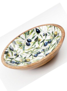  Wooden Olive Enamel Bowl 30cm