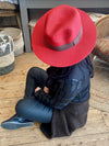 Red Folding Panama Hat with Bag