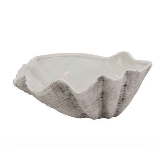 Large Ceramic Adele White Shell Bowl