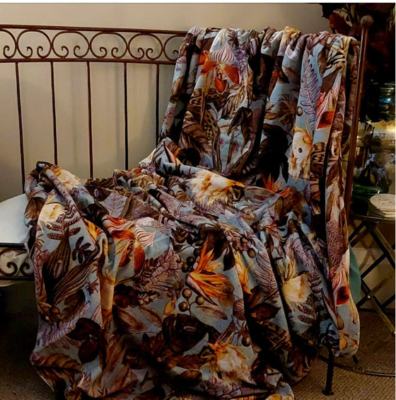Natural Earth Cotton Velvet Fully Lined Throw