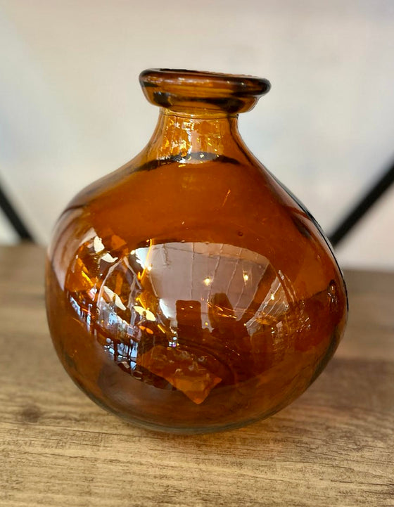 Simplicity Amber Recycled Glass Vase - 18cm