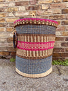 Large Lidded Woven Laundry Basket