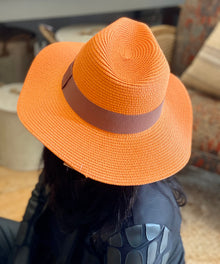  Orange Folding Panama Hat with Bag