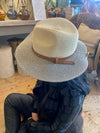 Two Tone Folding Panama Hat Cream/Grey with Bag