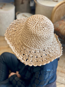  Crochet Style Foldable Hat with Flower with Bag