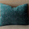 Blue paisley design cotton velvet cushion 60 x 40 cm