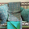 Blue Paisley Cotton Velvet Cushion 60 x 40