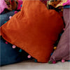 Bright Cotton Velvet Pom Pom Square Cushions 50 x 50 cm