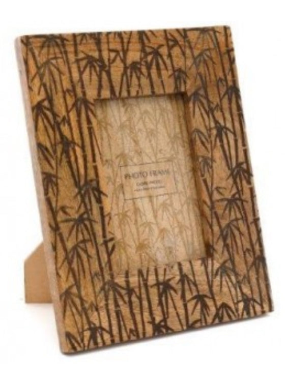 Bamboo Carved Photo Frame 4x6 Natural Wood