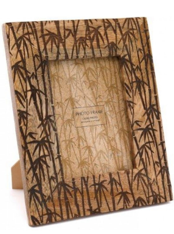 Bamboo Carved Photo Frame 5x7 Natural Wood