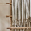 beechwood throw heath Textured blanket draped over a wooden ladder against a neutral background