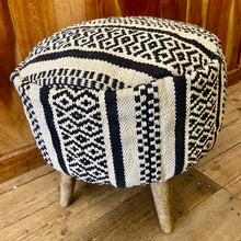  Black & White Kilim Footstool Cover