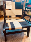 Black and Cream Mango Wood Relaxing Woven Chair