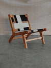 Black and Cream Mango Wood Relaxing Woven Chair