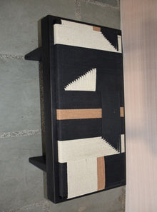  Black and Cream Mango Wood Woven Bench