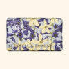 Soap bar with bluebell and jasmine design on a white background