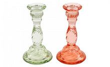  Tall Twisted Glass Candlestick Pink or Green
