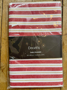  Christmas Cotton Striped Red & Gold Runner