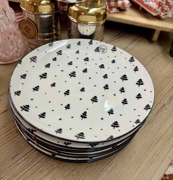 Christmas Dinner Plate White & Black