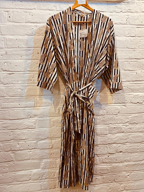 Cotton Black & White Cheetah Kimono