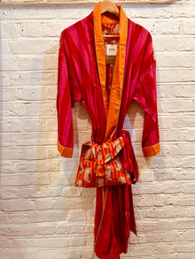  Cotton Pink & Orange Cheetah Kimono with Pouch