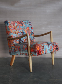  Cotton Velvet Mary Wooden Armchair