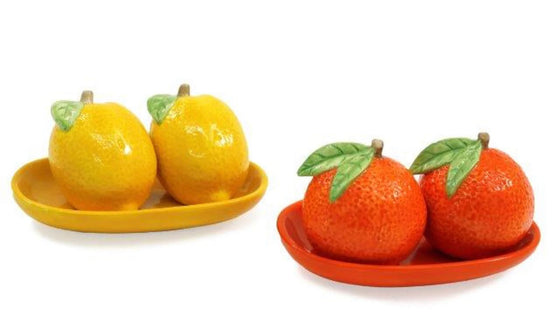 Orange Lemon Cruet Set With Tray