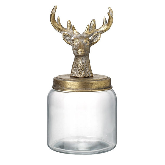 Deer top glass jar 