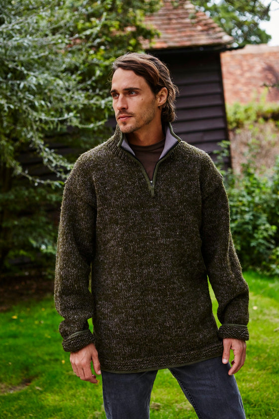 Donegal Half Zip Moss