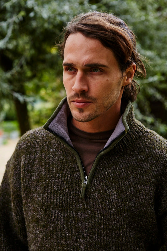 Donegal Half Zip Moss