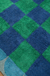 Eleanor Check & Scallop Cotton Rug Blue & Green