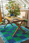 Eleanor Check & Scallop Cotton Rug Blue & Green