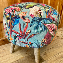  Tropical Flower Printed Velvet Footstool Cover