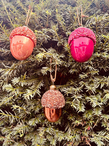  Glass Acorn Christmas Baubles