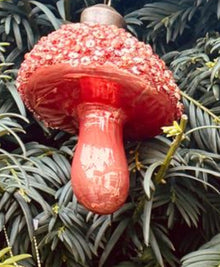  orange Glass Mushroom With Beads
