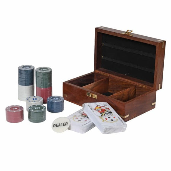Poker Set In Box Wooden Box