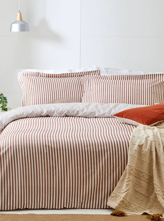 Hebden Stripe Double Bed Set Pecan Stripe