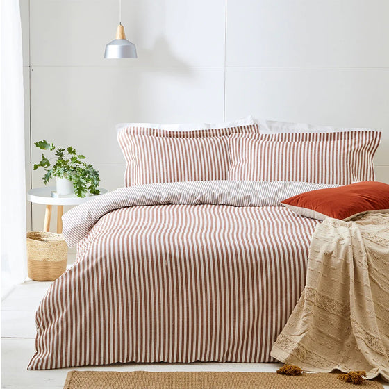Hebden Stripe Double Bed Set Pecan Stripe