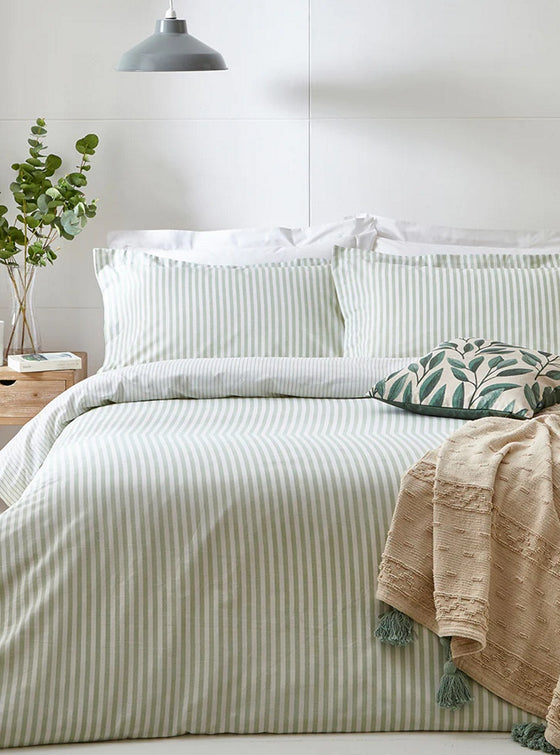Hebden Stripe King Bed Set Eucalyptus