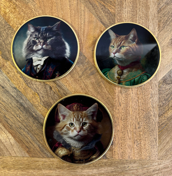 Glass Cat Drink Coasters