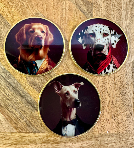 Dog Head Glass Coasters